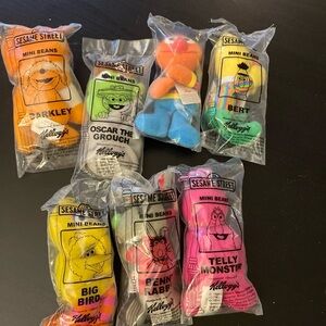 Vintage lot of 7 Kelloggs Seasame Street Beans-unopened in Original Package